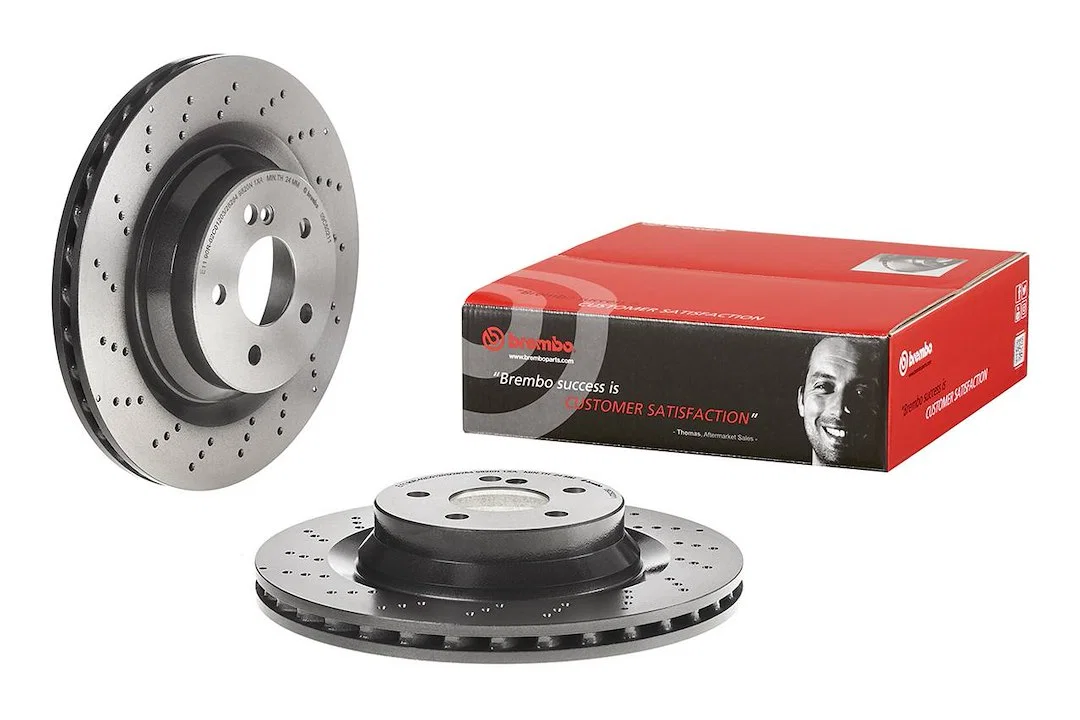 09C50211C02 – BREMBO Brake Rotor, Vented Cross Drilled One Piece Design Wheel Bolt Pattern 5 x 112 Millimeter 330 Mil...